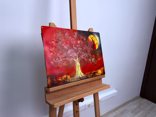 "Crimson Canopy" - Canvas Spray Art