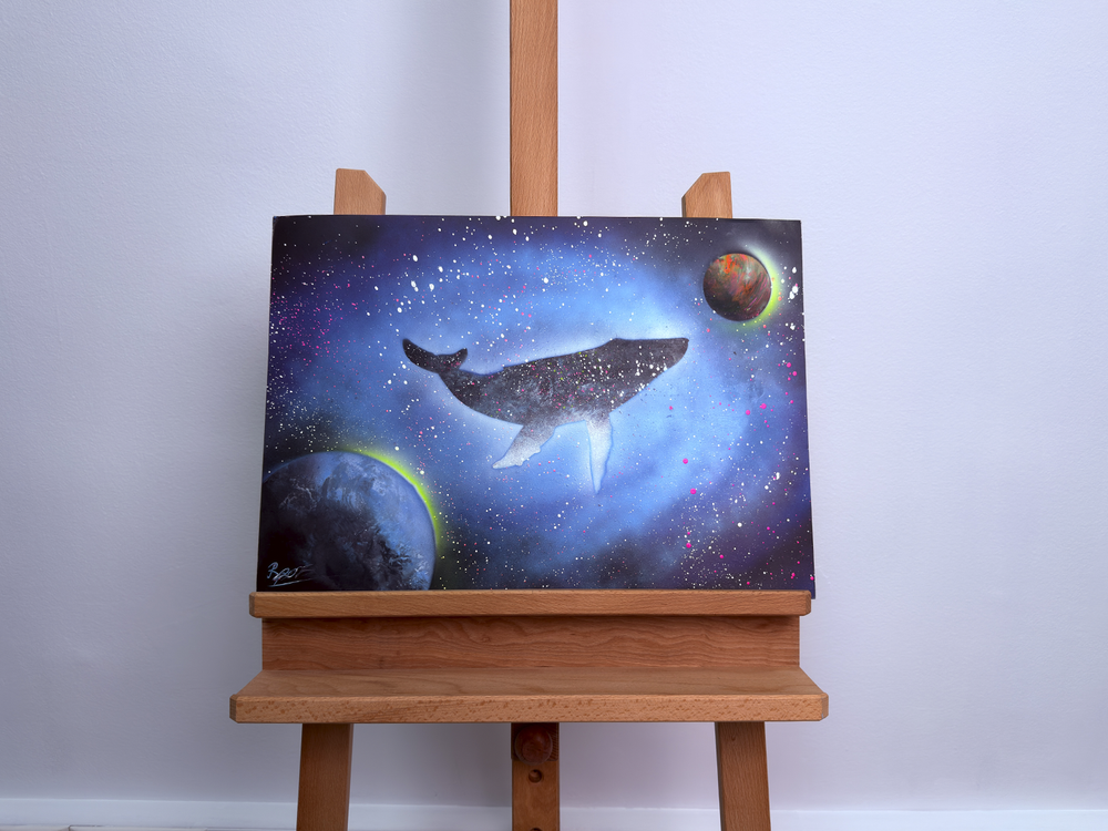 "Space Whale" - Paper Spray Art
