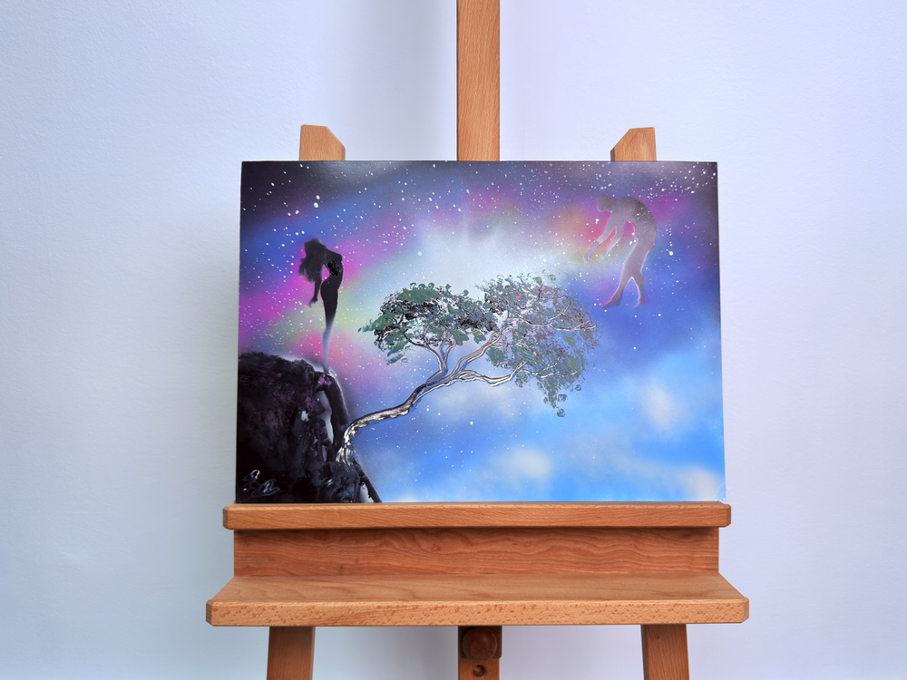 "Nebula's Reach" - Paper Spray Art