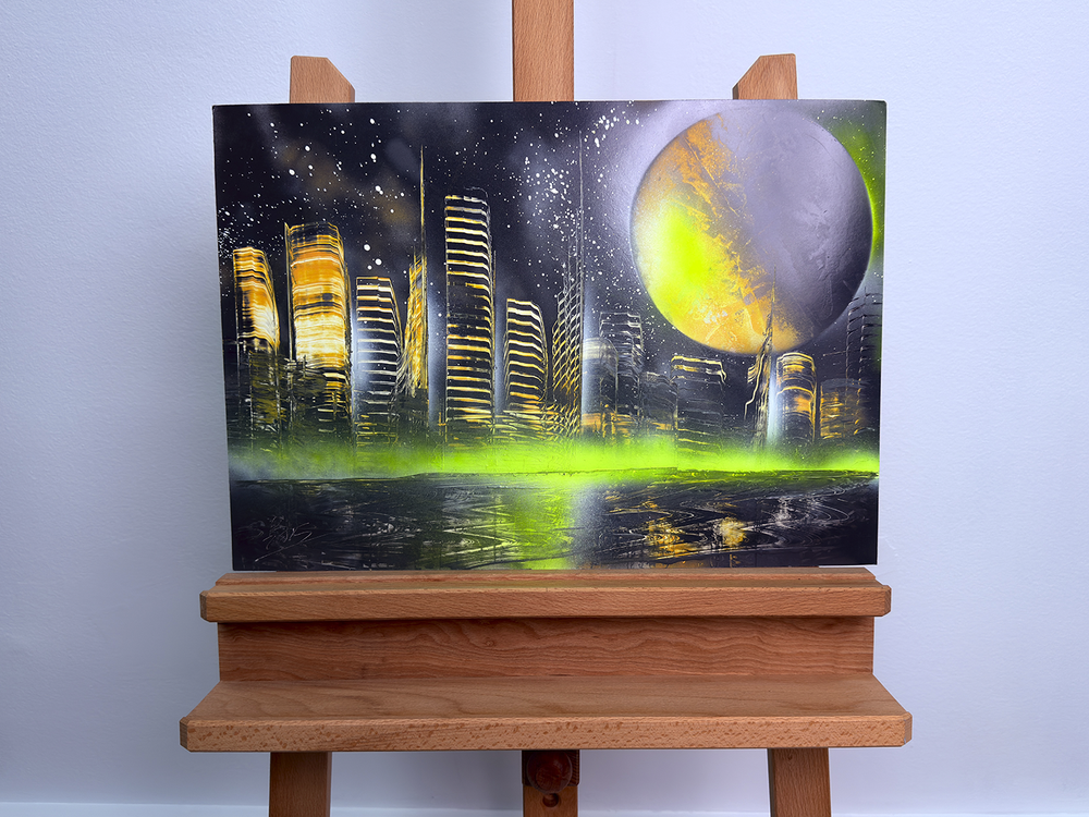 "Emerald Night" - Paper Spray Art