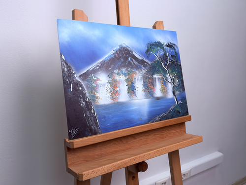 "Azure Heights" - Paper Spray Art