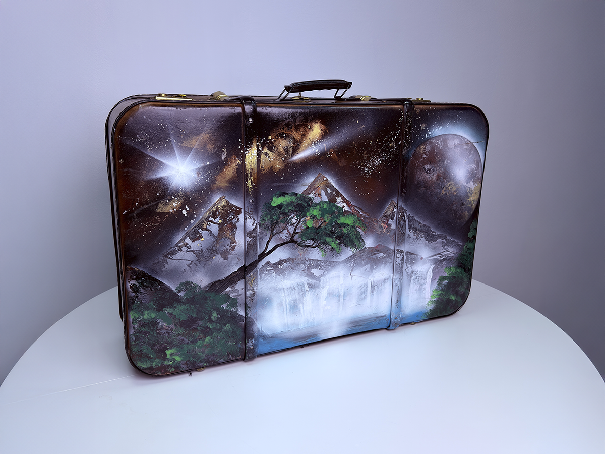 The Journey - Vintage Spray Painted Suitcase