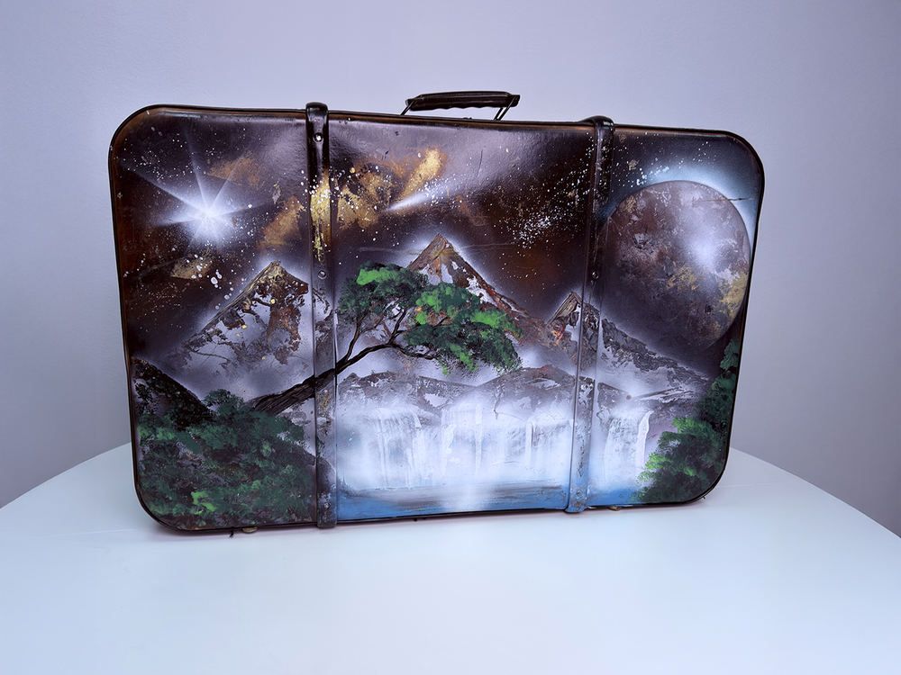 The Journey - Vintage Spray Painted Suitcase
