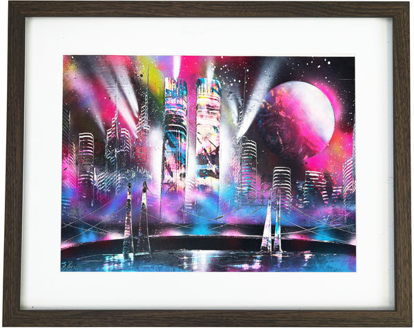 Neon City Dreams – Futuristic Urban Painting 50x70
