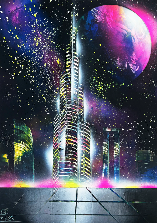 "Cyberpunk Metropolis" - Original 35x50 [Canvas]