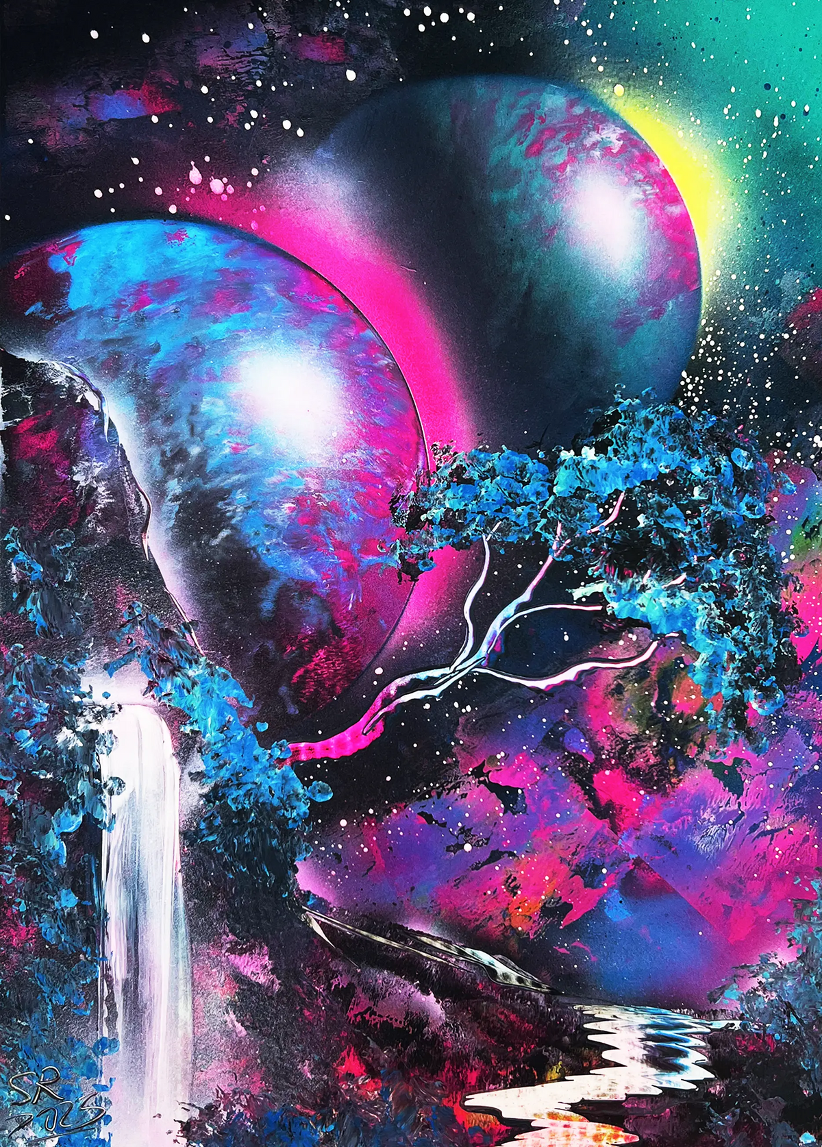 "Vivid Cascade" - Original 35x50 [Paper]