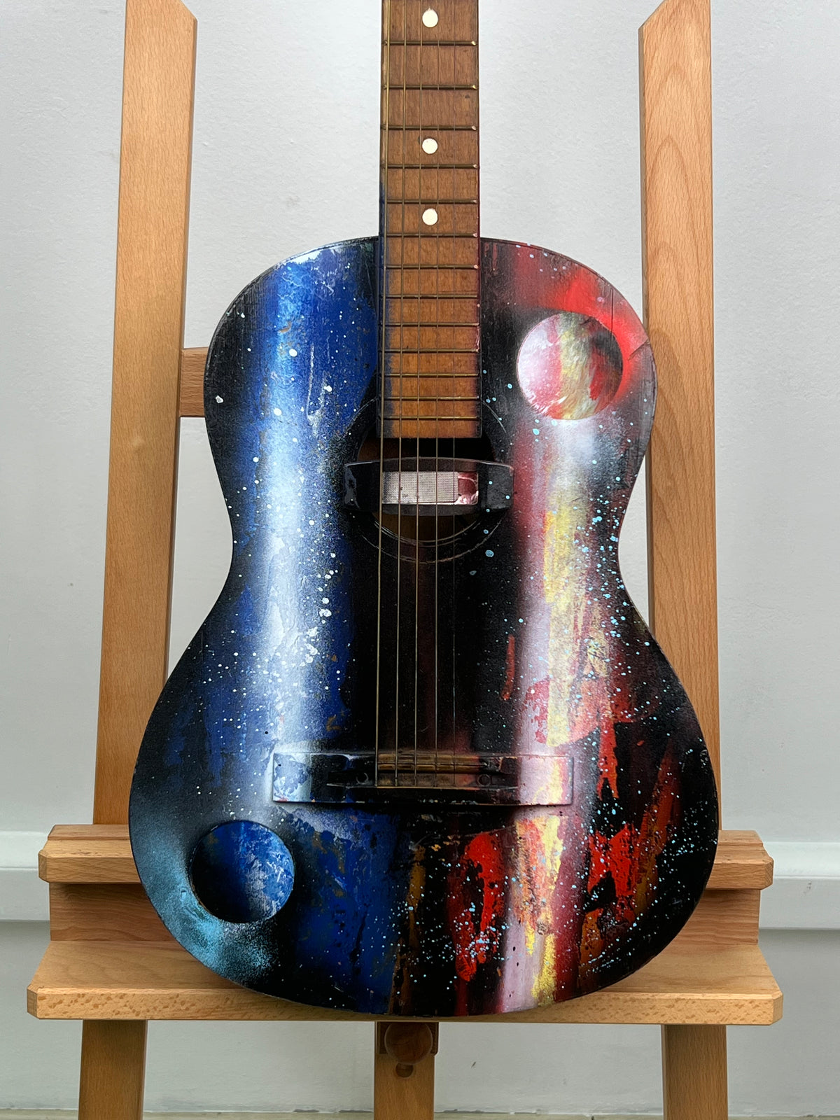 Misty Ronin Atmospheric Painting on Guitar