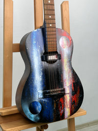 Misty Ronin Atmospheric Painting on Guitar