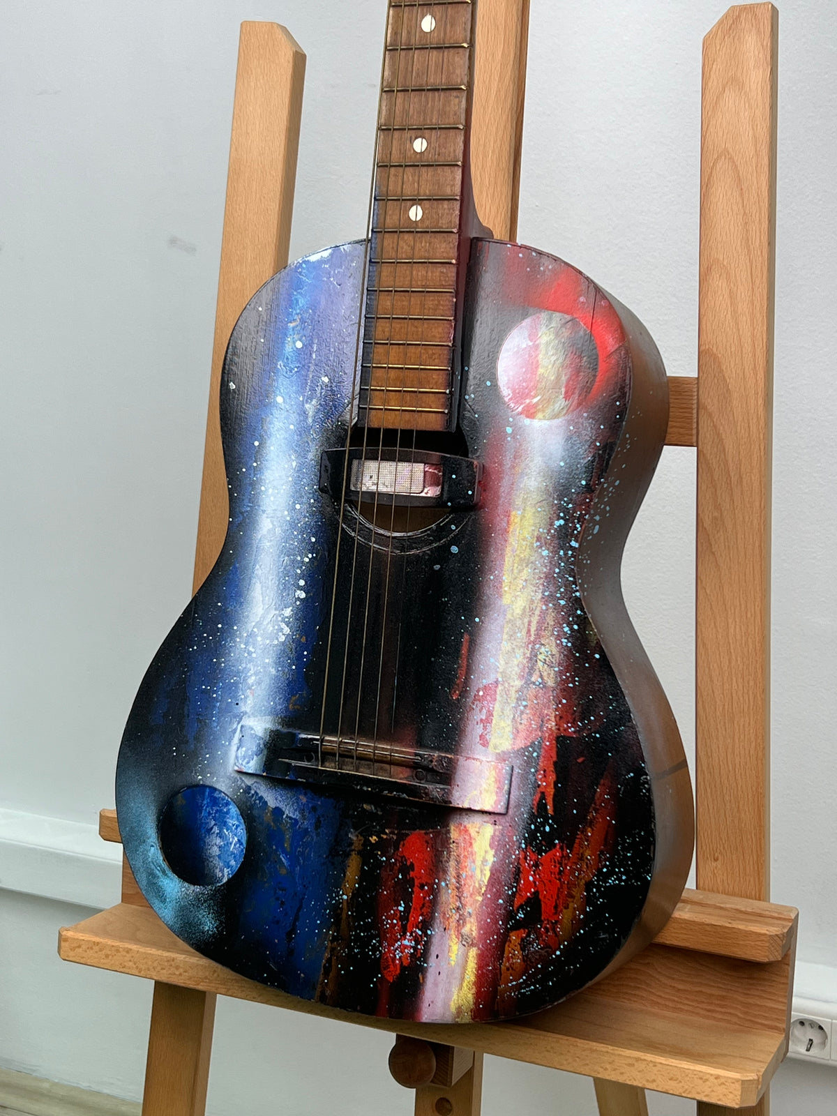 Misty Ronin Atmospheric Painting on Guitar
