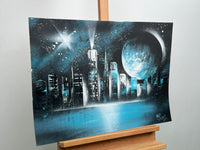 Teal Midnight Urban Landscape